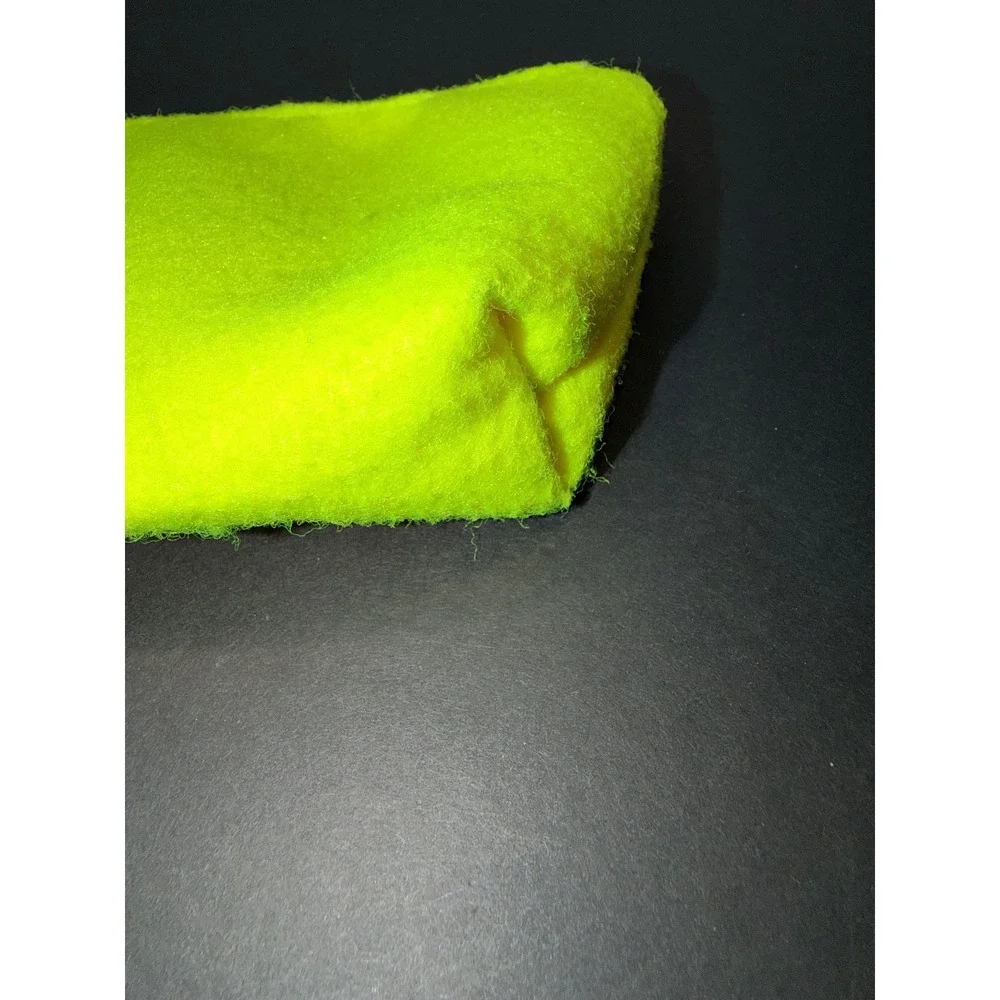 Penn Tennis Ball Material Pouch Neon Yellow Fuzzy Zipper Cosmetic Bag Logo 7.5in